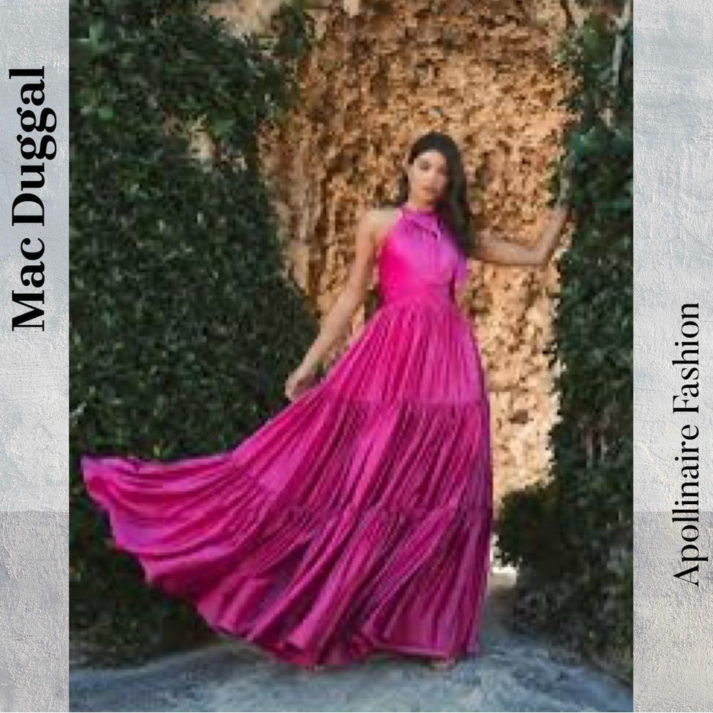 Mac Duggal Pink Halter Maxi Dress